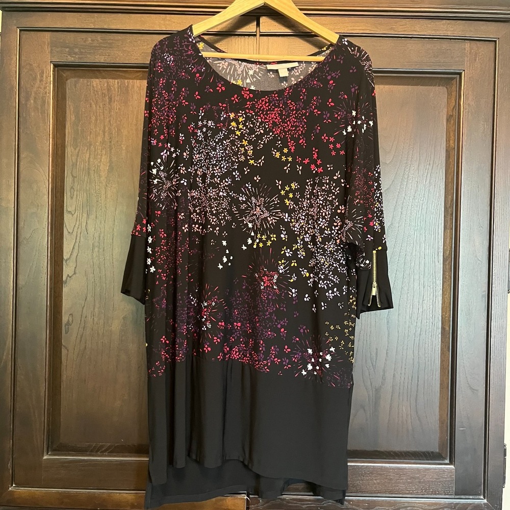 Woman Within Stretchy Flowy Long Line High Low Hem Tunic Top Plus Size 1X 22/24